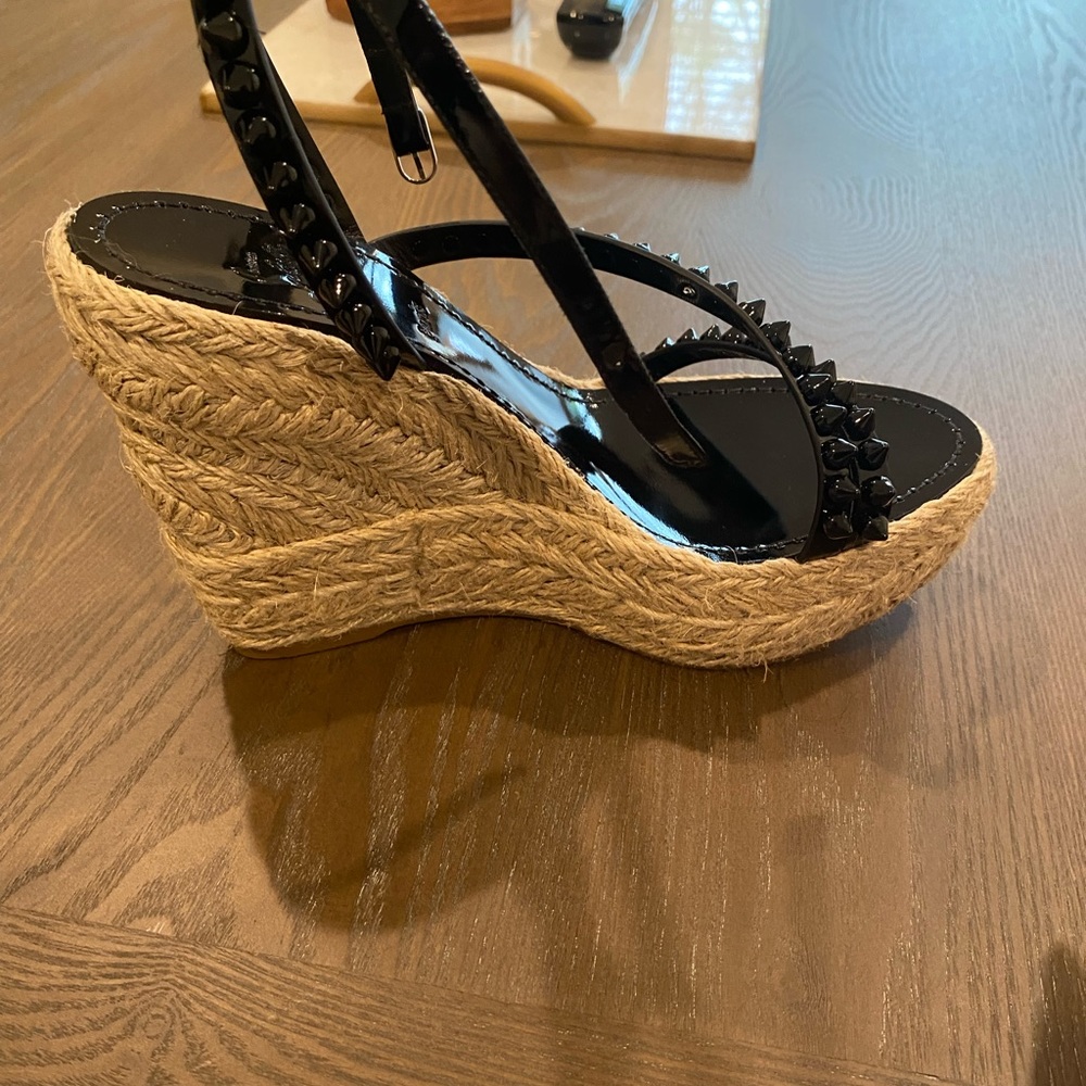 Christian Louboutin Mafaldina Spike Red Sole Wedge Espadrilles - Picture 6 of 8